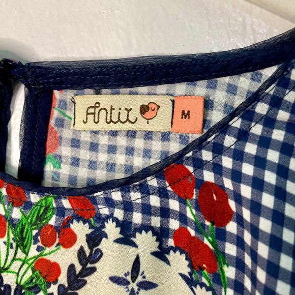 (ANTIX) Checkered Blue, White and Red Dress with Little Ants in Pattern - Picture 4 of 6